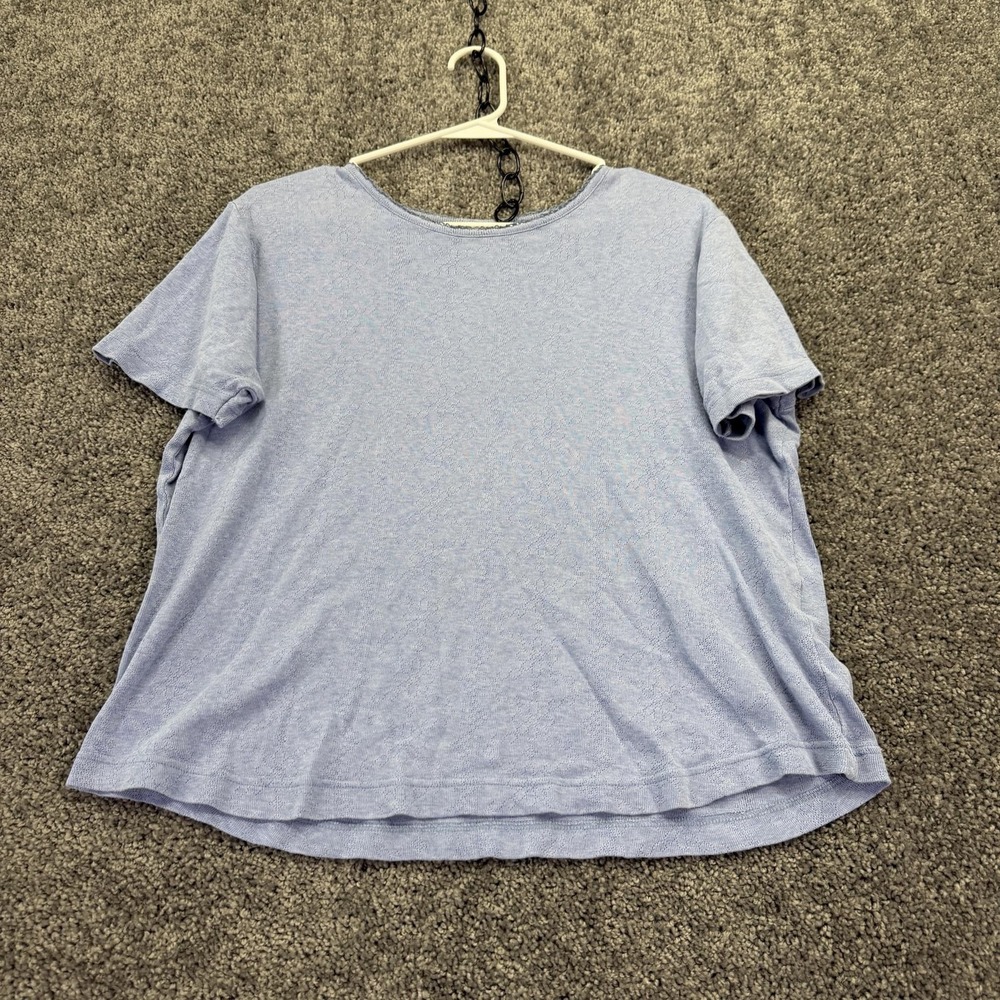 Vintage Woolrich Shirt Womens Medium Blue Knit Crew Neck Tee Made In USA
